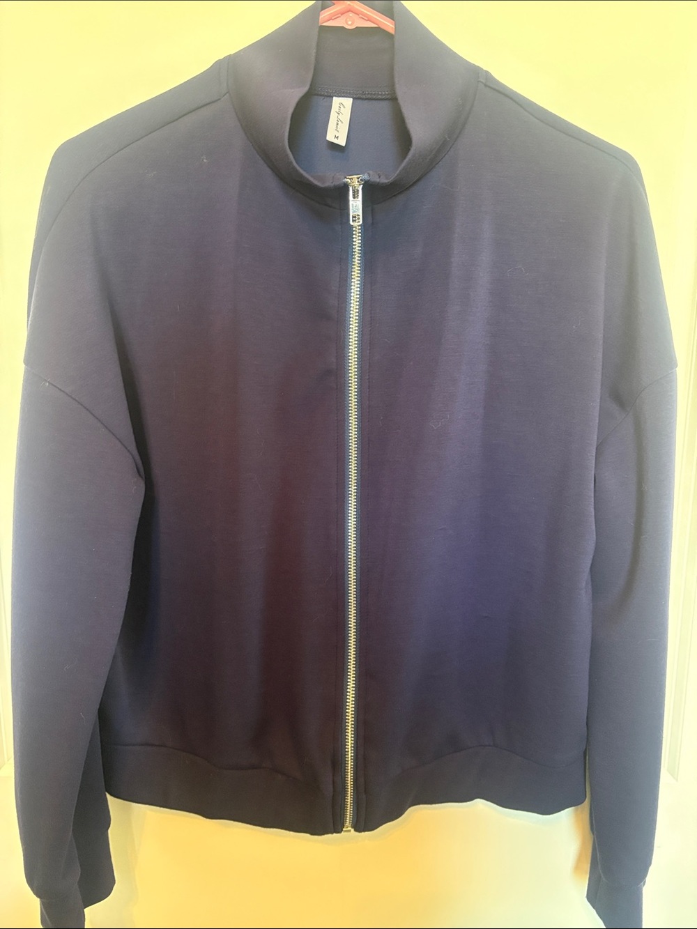 Women's Navy Zip-Front Bomber Jacket by Eileen Fisher